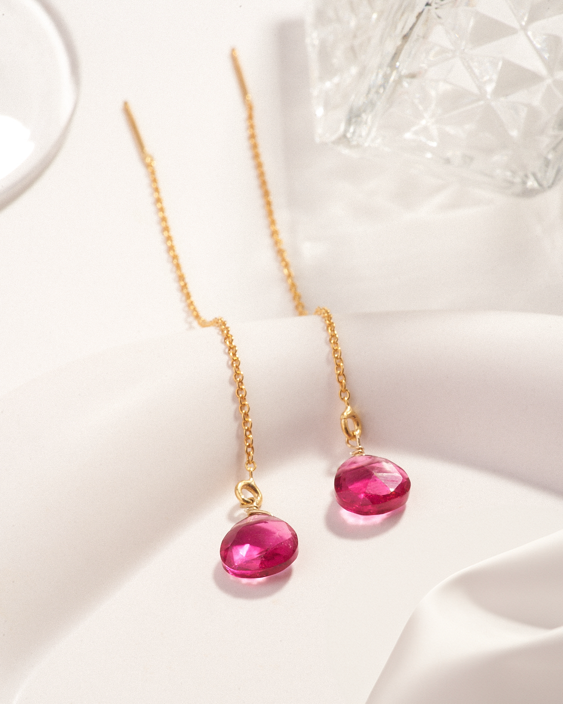 Droplets Earrings (Fuchsia Hydro Quartz)