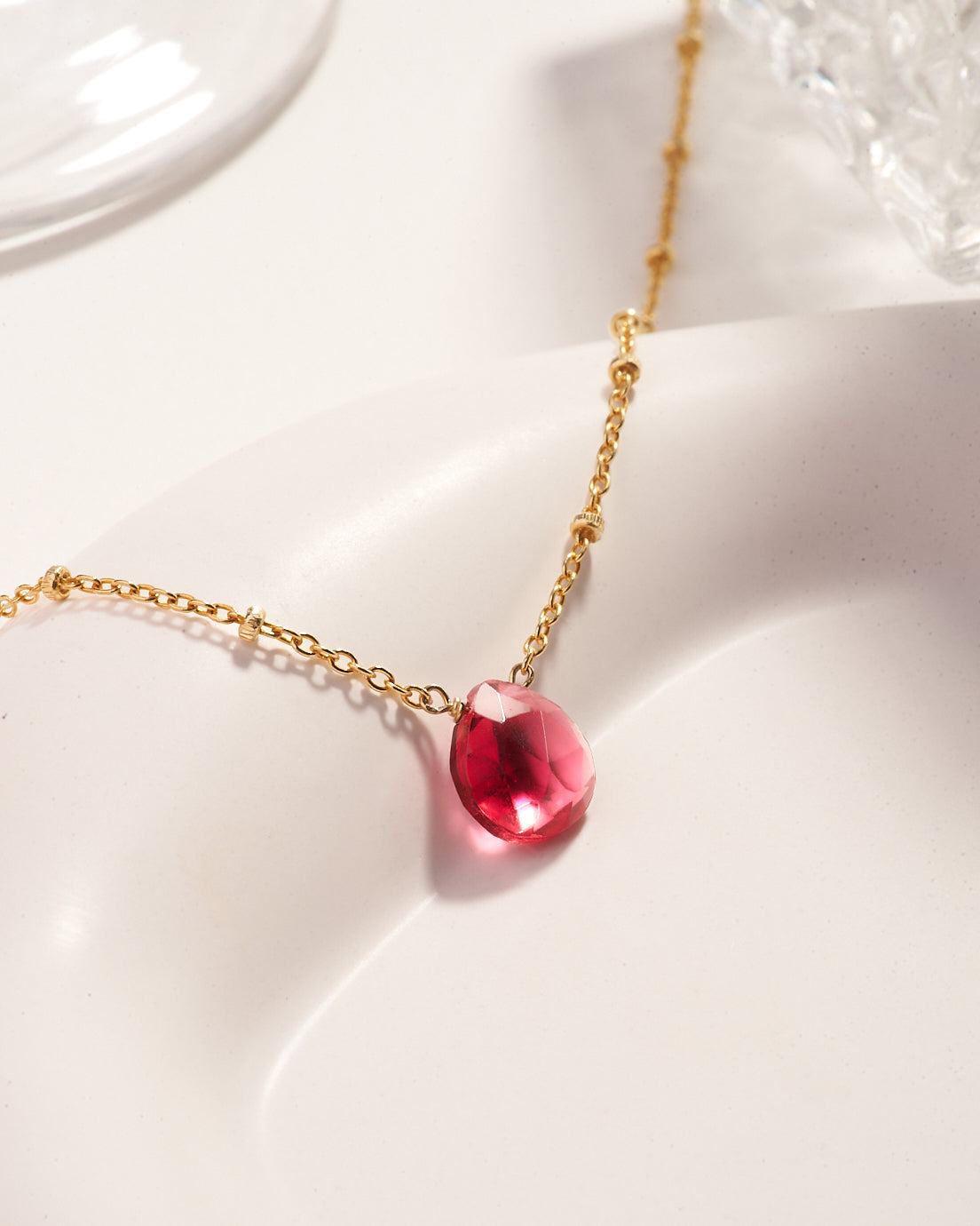 Droplet Necklace (Hydro Fuchsia Quartz)