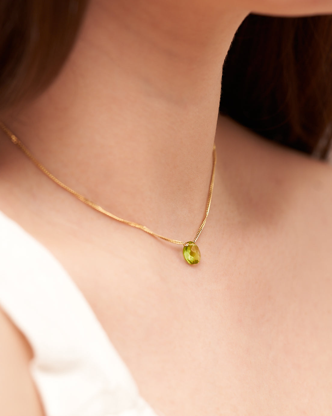 Droplet Necklace Flat (Peridot)