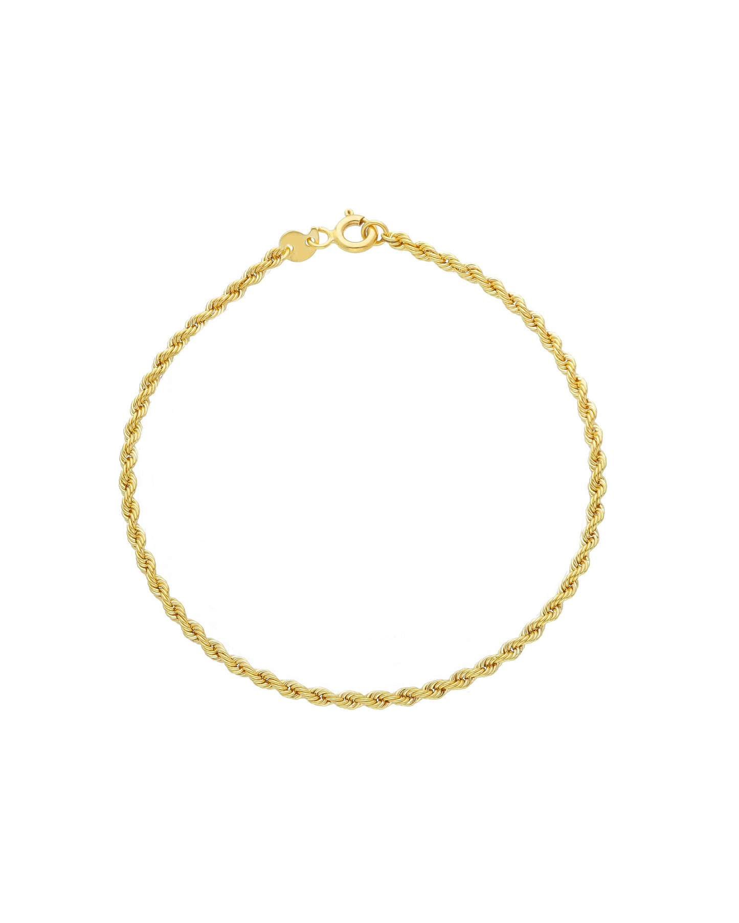 Bracciale Rope in oro giallo 9 carati con catena a corda intrecciata, design elegante e versatile, adatto per uomo e donna.