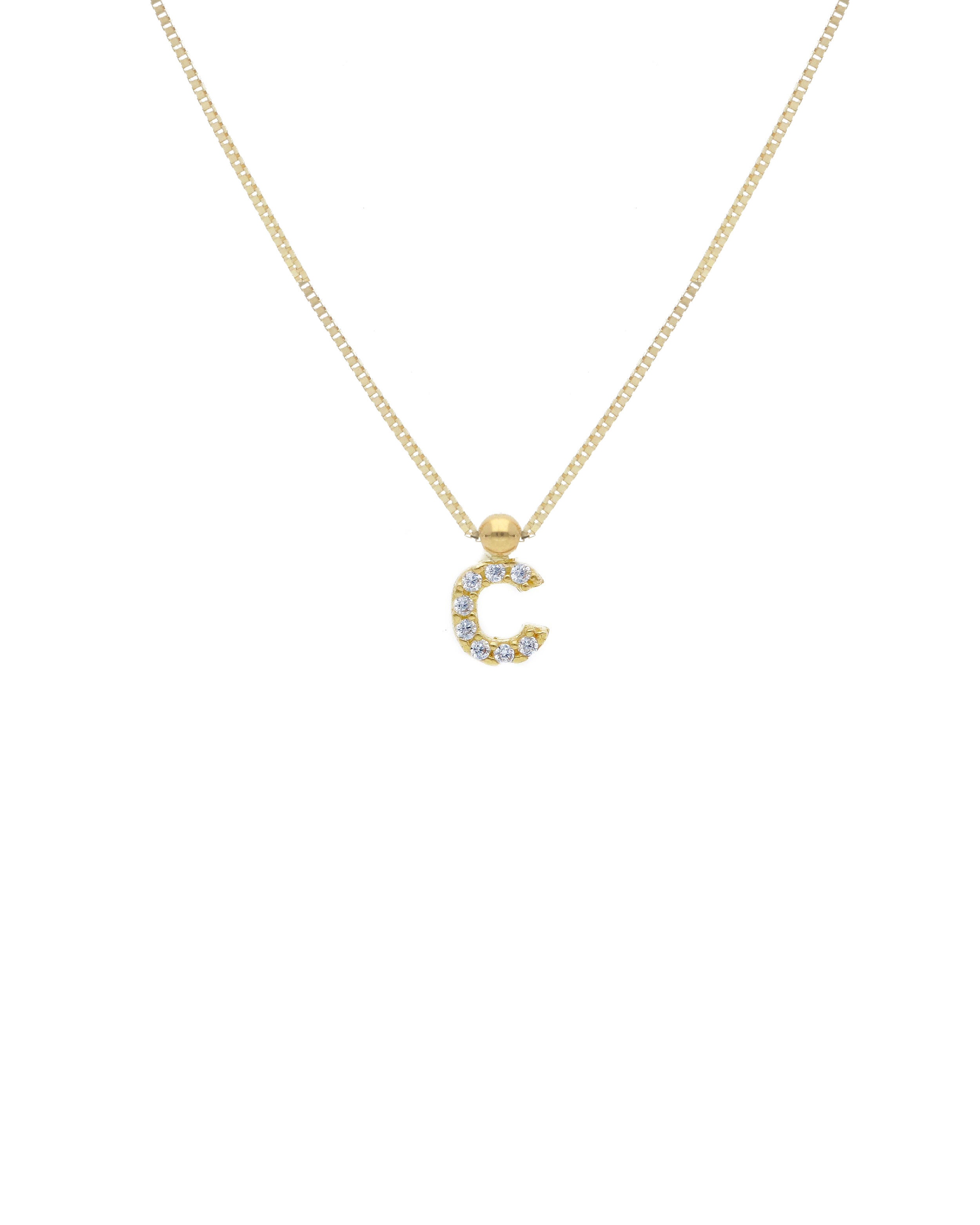Collana Con Iniziale A Philip Jones - Ciondolo Con Cristallo Zircondia Trasparente - Argento Placcato - Catena 43+5 Cm