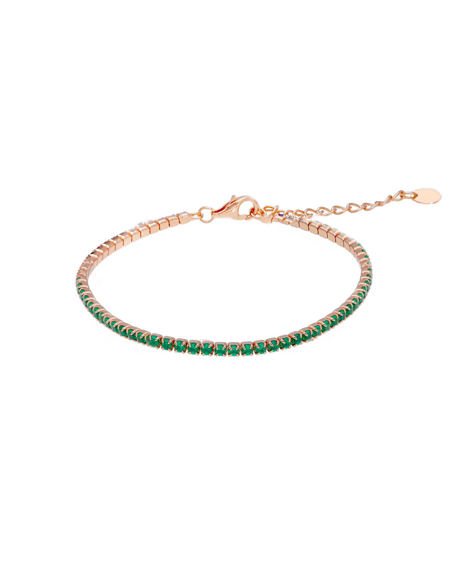 Bracciale tennis regolabile in argento rosato con zirconi colorati