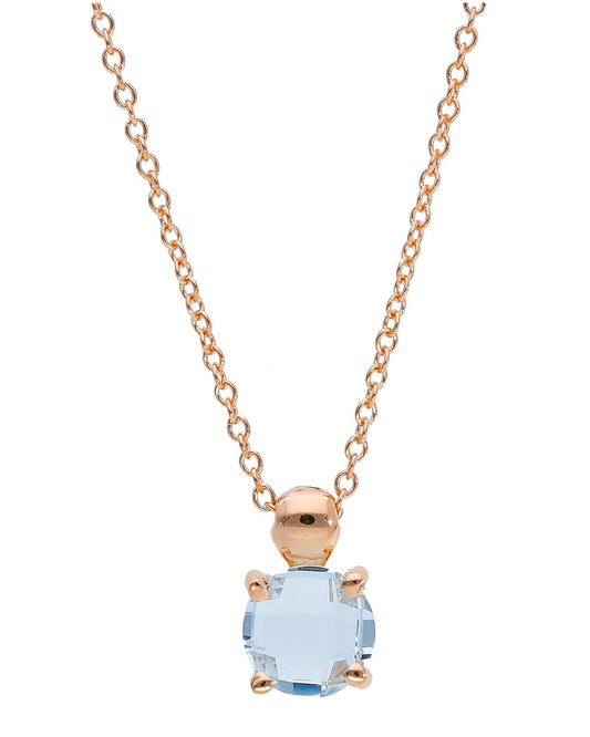 Collanina Dreaming of You  in oro rosa con quarzo azzurro idro