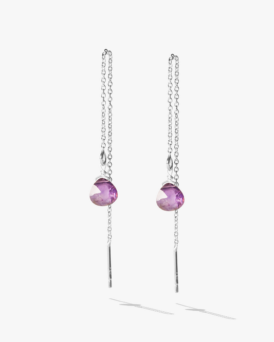 Boucles d'oreilles gouttelettes améthyste