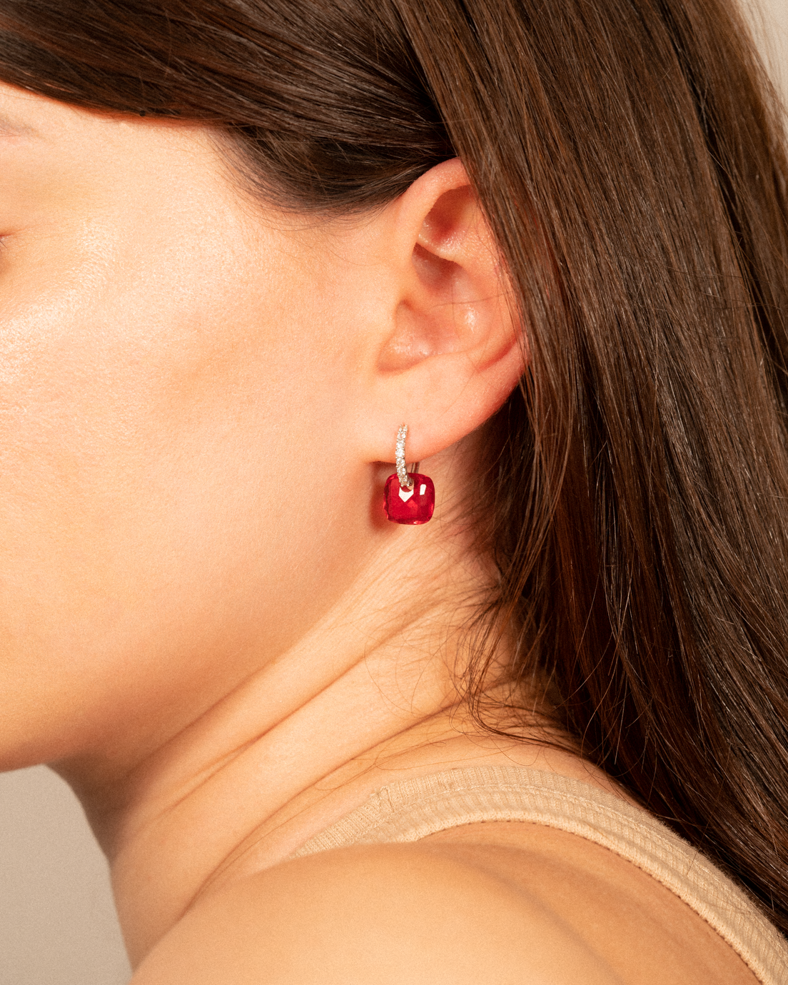 Gemstone Hoop Earrings
