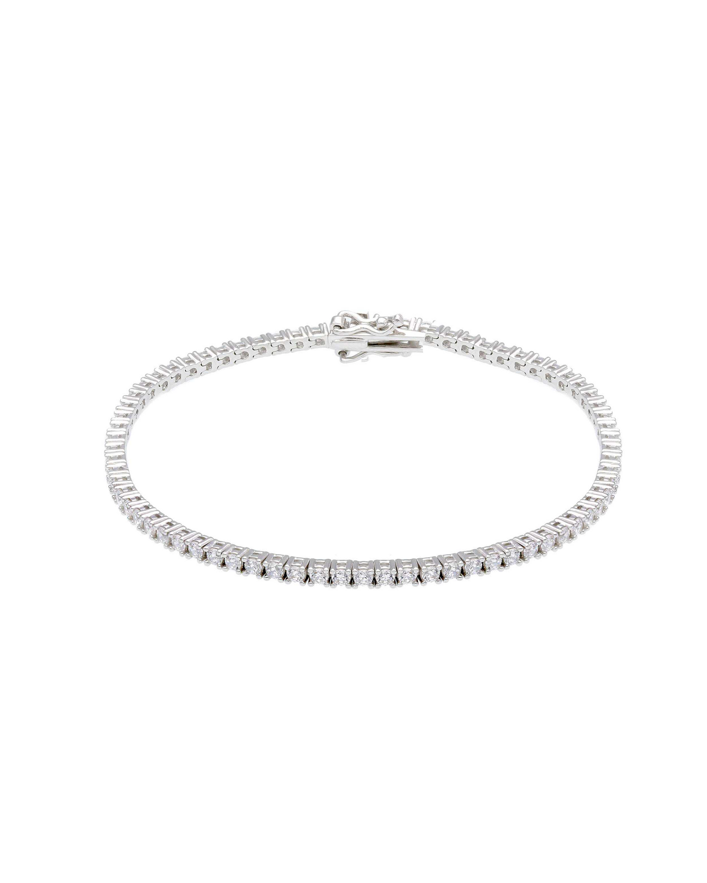 braccialetto tennis in argento 925 bianco, con cubic zirconia trasparenti
