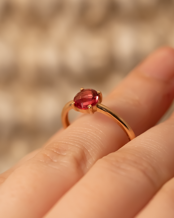 Glowy ring - Quarzo rosa