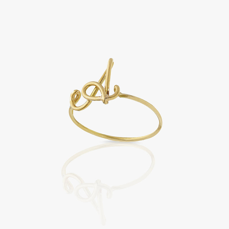 [FINIRE] Cursive Ring (A-J) [MANCANO FOTO] - Oro 18ct Giallo / 16 / A